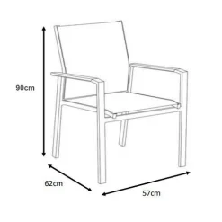 Fauteuil de jardin aluminium et bois teck empilable Bali Blanc