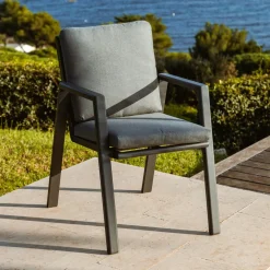Fauteuil de jardin aluminium Long Beach Gris anthracite