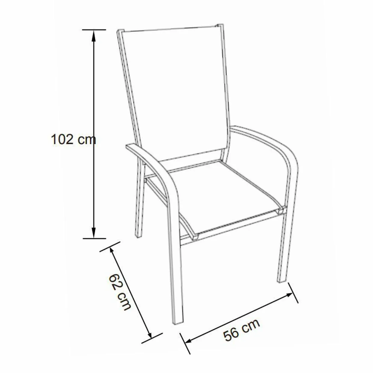 Fauteuil de jardin dossier haut aluminium empilable Murano Blanc