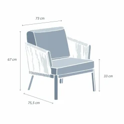 Fauteuil de jardin détente en aluminium Amalfi Gris anthracite