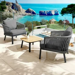 Fauteuil de jardin détente en aluminium Amalfi Gris anthracite