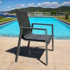 Fauteuil de jardin empilable aluminium Portofino Gris anthracite