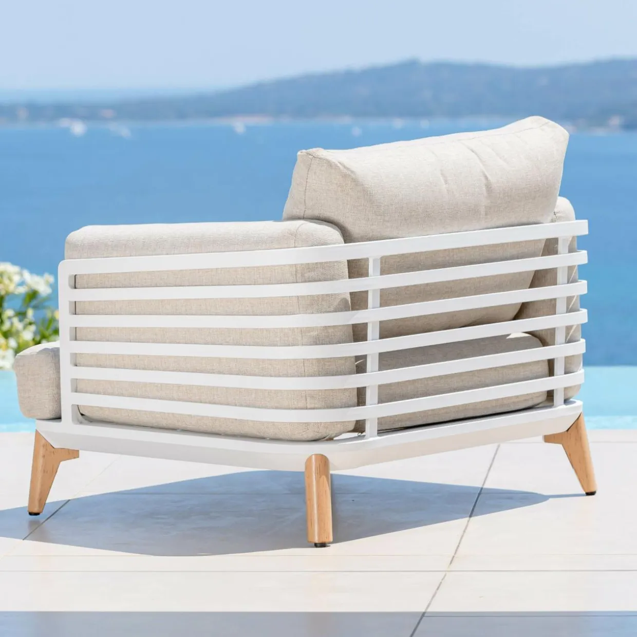 Fauteuil de jardin en aluminium Monte Carlo Blanc et taupe