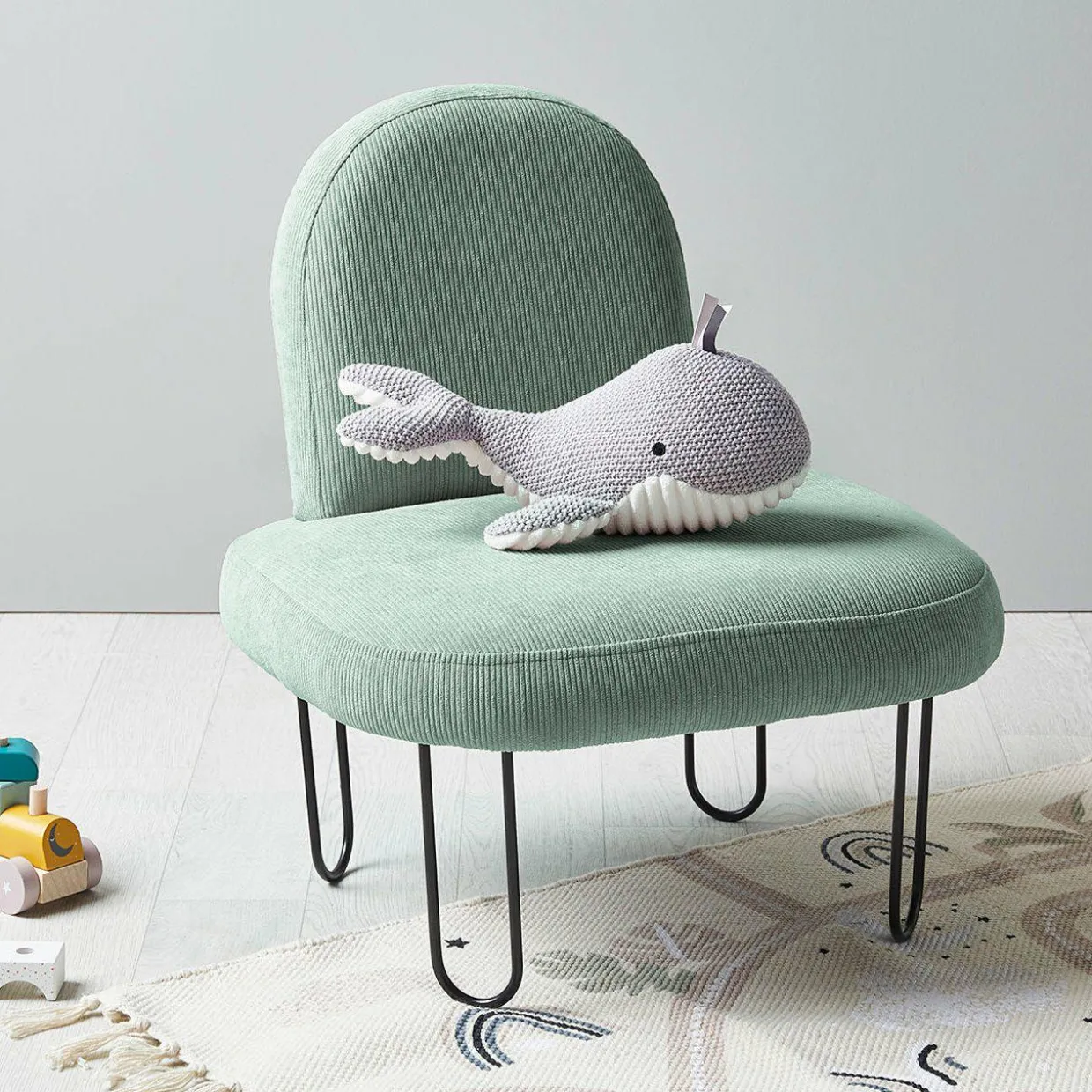 Fauteuil enfant velours (H50 cm) Augustin Vert