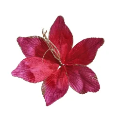Fleur décorative en polyester (D23 cm) Amaryllis en velours Rose