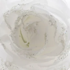 Fleur décorative sur pince (D14 cm) Rosace Blanc