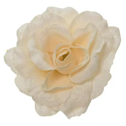 Fleur décorative sur pince (D12 cm) Scintillant Crème