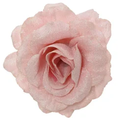 Fleur décorative sur pince (D12 cm) Scintillant Rose poudré
