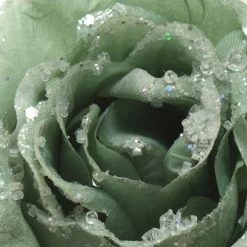 Fleur décorative sur pince pailletée (D14 cm) Vert sauge