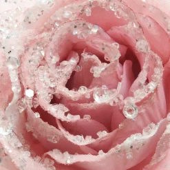 Fleur décorative sur pince pailletée (D14 cm) Rose poudré