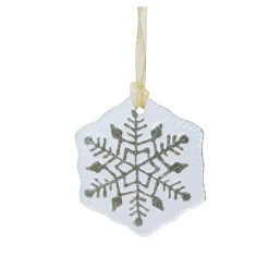 Flocon de neige en verre (D7 cm) Argentière Blanc pailleté