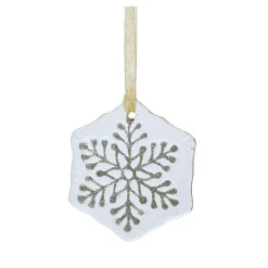Flocon de neige en verre (D7 cm) Chamonix Blanc pailleté
