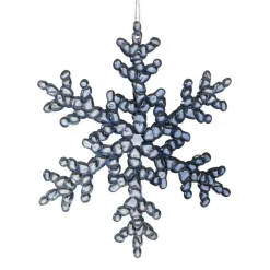 Flocon de Noël à suspendre (H15 cm) Givré Transparent bleuté