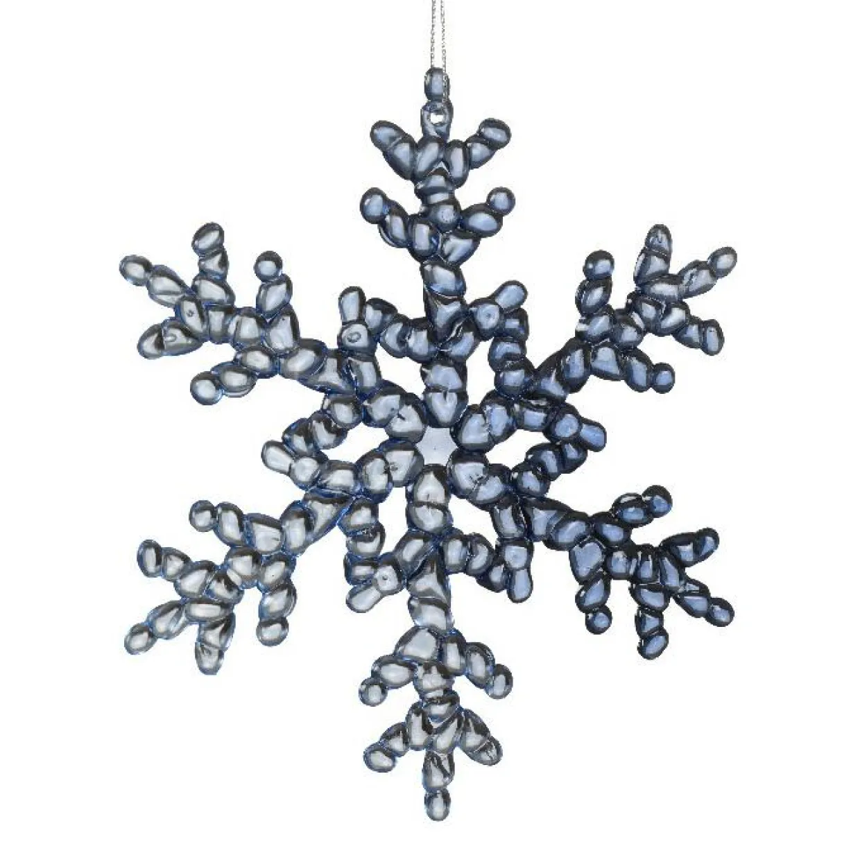 Flocon de Noël à suspendre (H15 cm) Givré Transparent bleuté