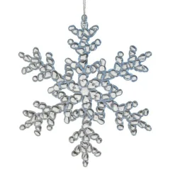 Flocon de Noël à suspendre (H15 cm) Givré Transparent bleu ciel
