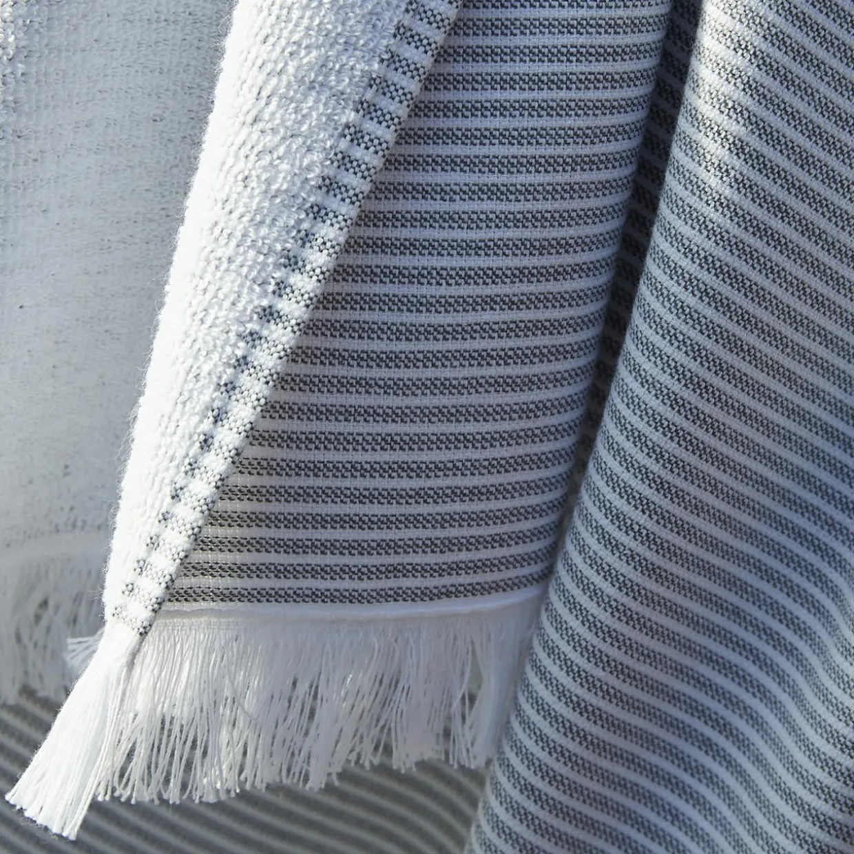 Fouta coton et éponge (95 x 180 cm) Naël Gris galet