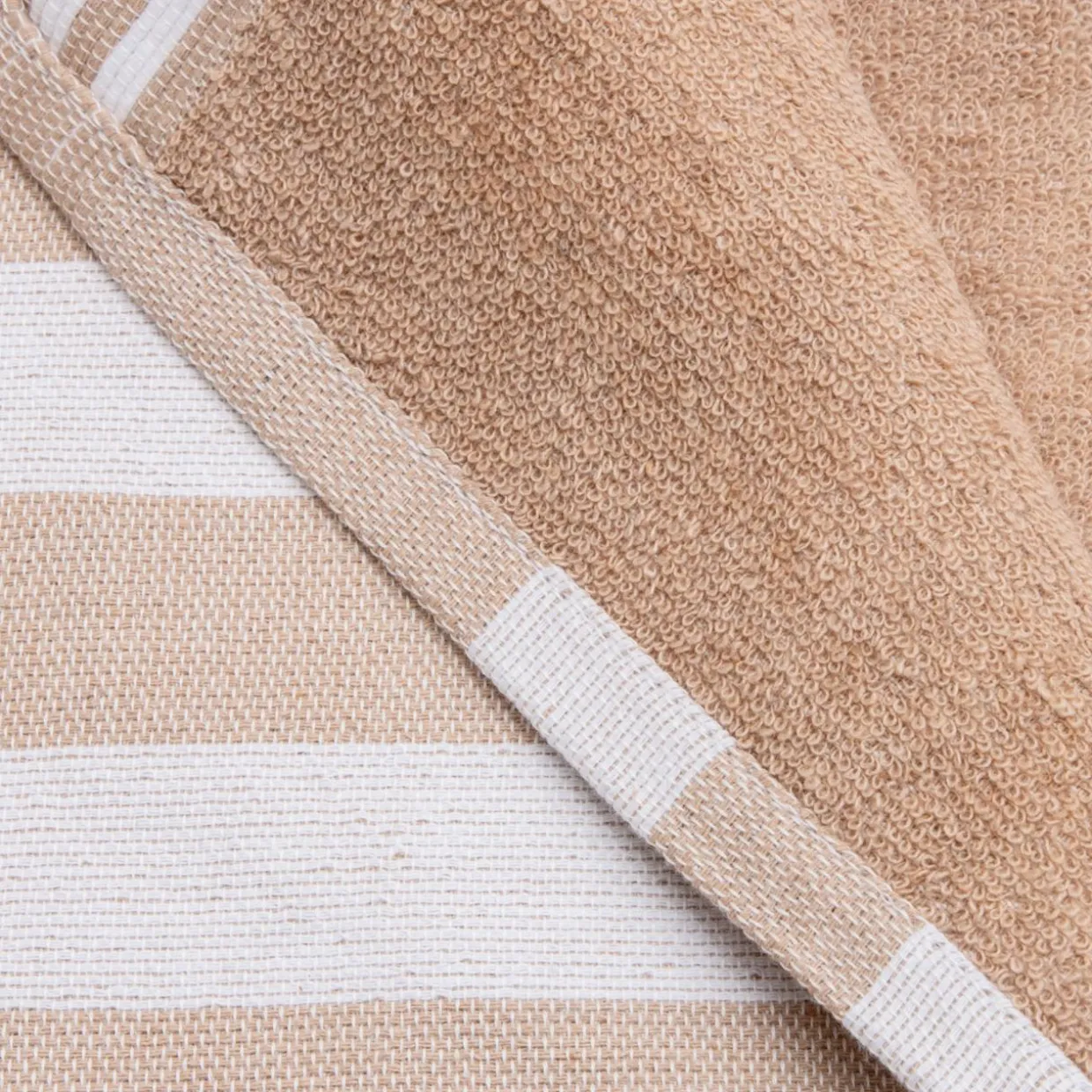 Fouta coton recyclé doublé éponge (100 x 200 cm) Coralia Beige
