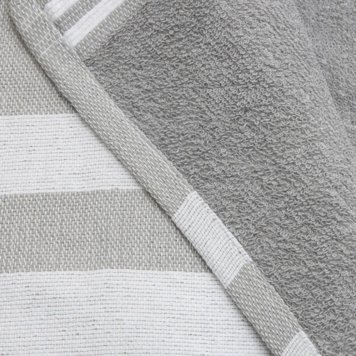 Fouta coton recyclé doublé éponge (100 x 200 cm) Coralia Grise