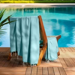 Fouta coton recyclé (200 x 200 cm) Ecume Bleu turquoise