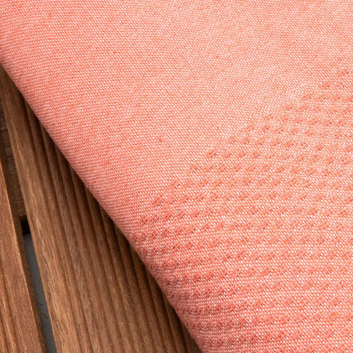 Fouta coton recyclé (200 x 200 cm) Ecume Corail