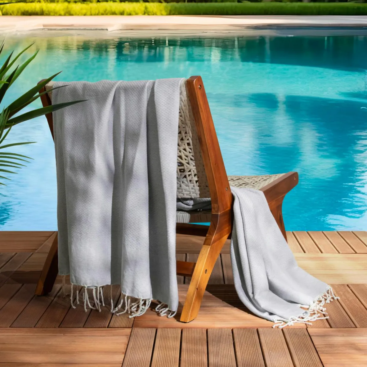 Fouta coton recyclé (200 x 200 cm) Ecume Grise