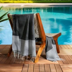 Fouta coton recyclé (100 x 200 cm) Océane Noire