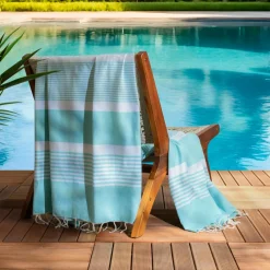 Fouta coton recyclé (200 x 200 cm) Summer Bleu turquoise