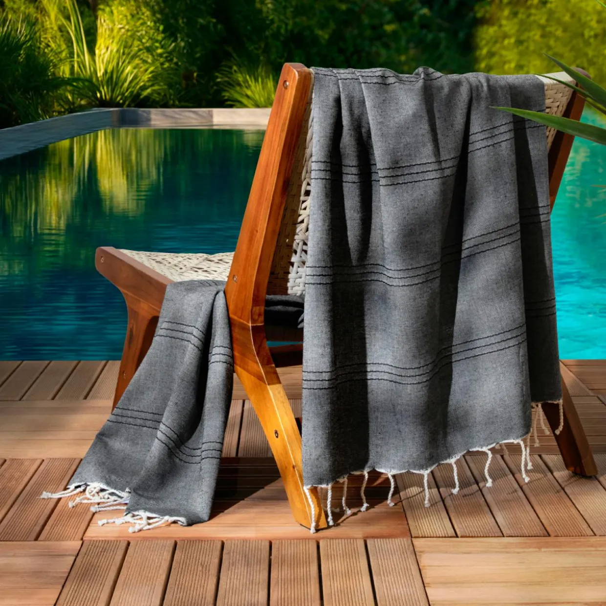 Fouta coton recyclé (100 x 200 cm) Sunshine Noire