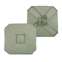 Galette de chaise carrée à rabats (40 x 40 cm) Béa Vert lichen