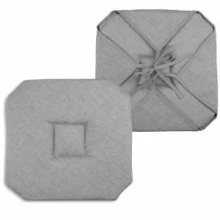 Galette de chaise carrée à rabats (40 x 40 cm) Béa Grise