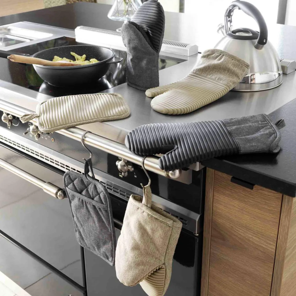 Gant de cuisine ambidextre coton (30x18 cm) Adam Beige
