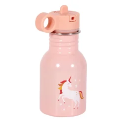 Gourde métal enfant (16 cm) Licorne Rose