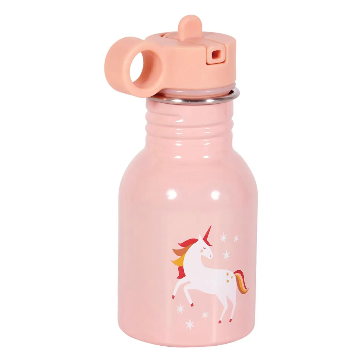 Gourde métal enfant (16 cm) Licorne Rose