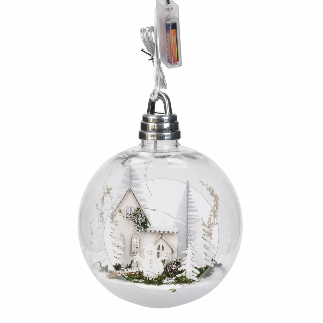 Grande Boule lumineuse à piles (D20 cm) Maison Blanc chaud