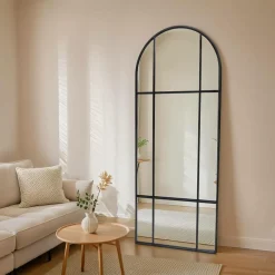 Grand miroir à poser en métal (H173 cm) Industriel Noir