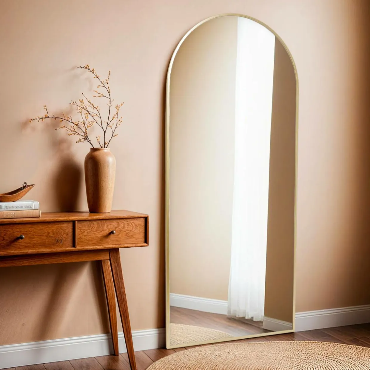 Grand Miroir à poser en métal (H180 cm) Dallas Doré