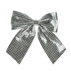 Grand Noeud de Noël (H34 cm) Disco Argent