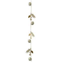 Guirlande déco en métal (120 cm) Clochettes et houx Beige