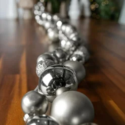Guirlande de Noël (180 cm) Boules de Noël Argent
