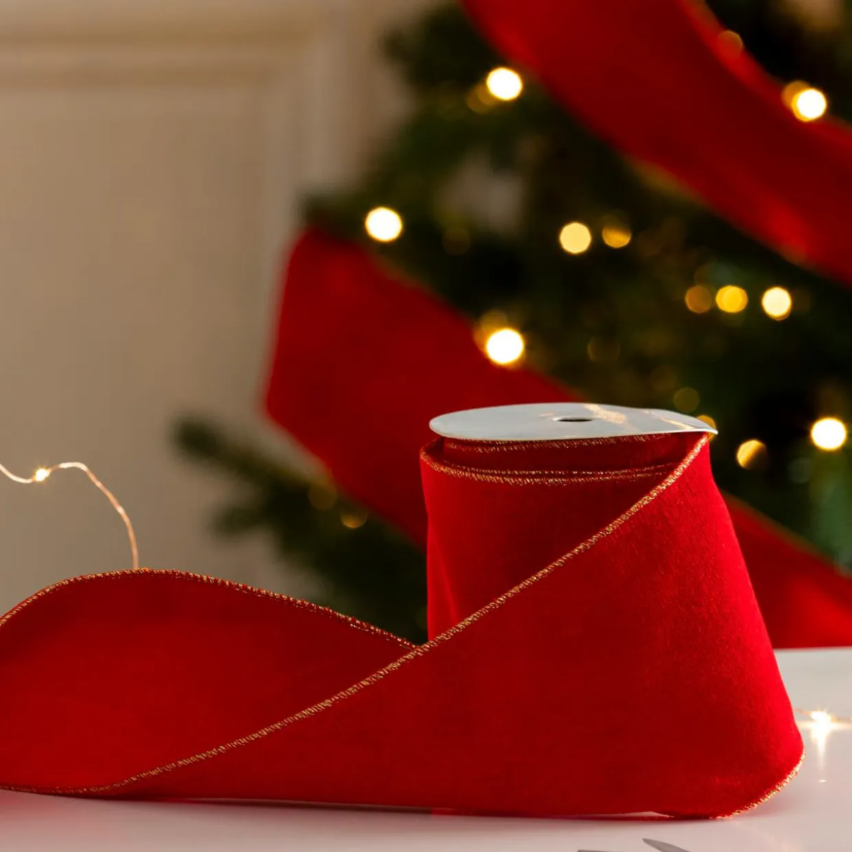 Guirlande de Noël ruban (500 cm) Velours Rouge