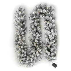 Guirlande de sapin lumineuse (300 cm - D25) Royal Vert enneigé et Blanc chaud