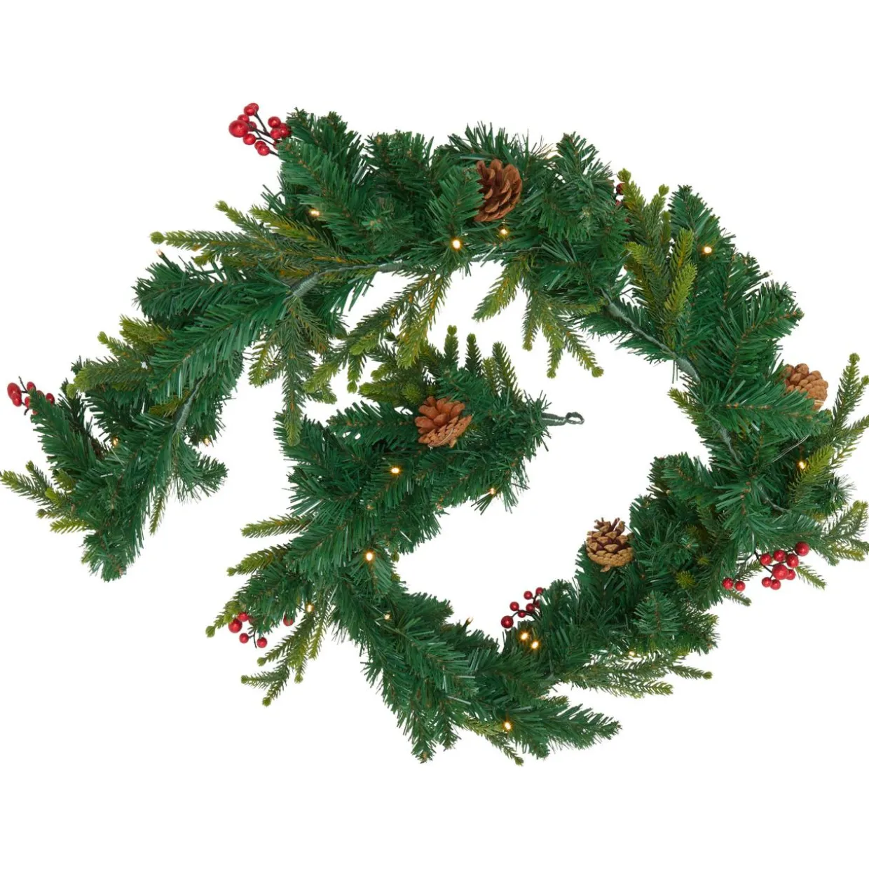 guirlande de sapin lumineuse à piles (180 cm) Wister baies et pommes de pin