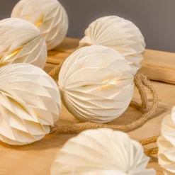 Guirlande lumineuse déco à piles LED (160 cm) Boules fermeture magnétique Blanc chaud