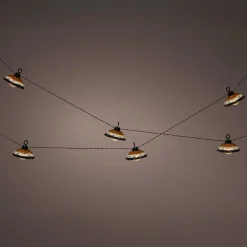 Guirlande lumineuse de jardin solaire 6 LED (2,5 m) Chapeau résine tressée Blanc chaud