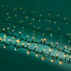 Guirlande lumineuse 45 m 2000 LED câble vert Luxe Blanc chaud et chaud doré