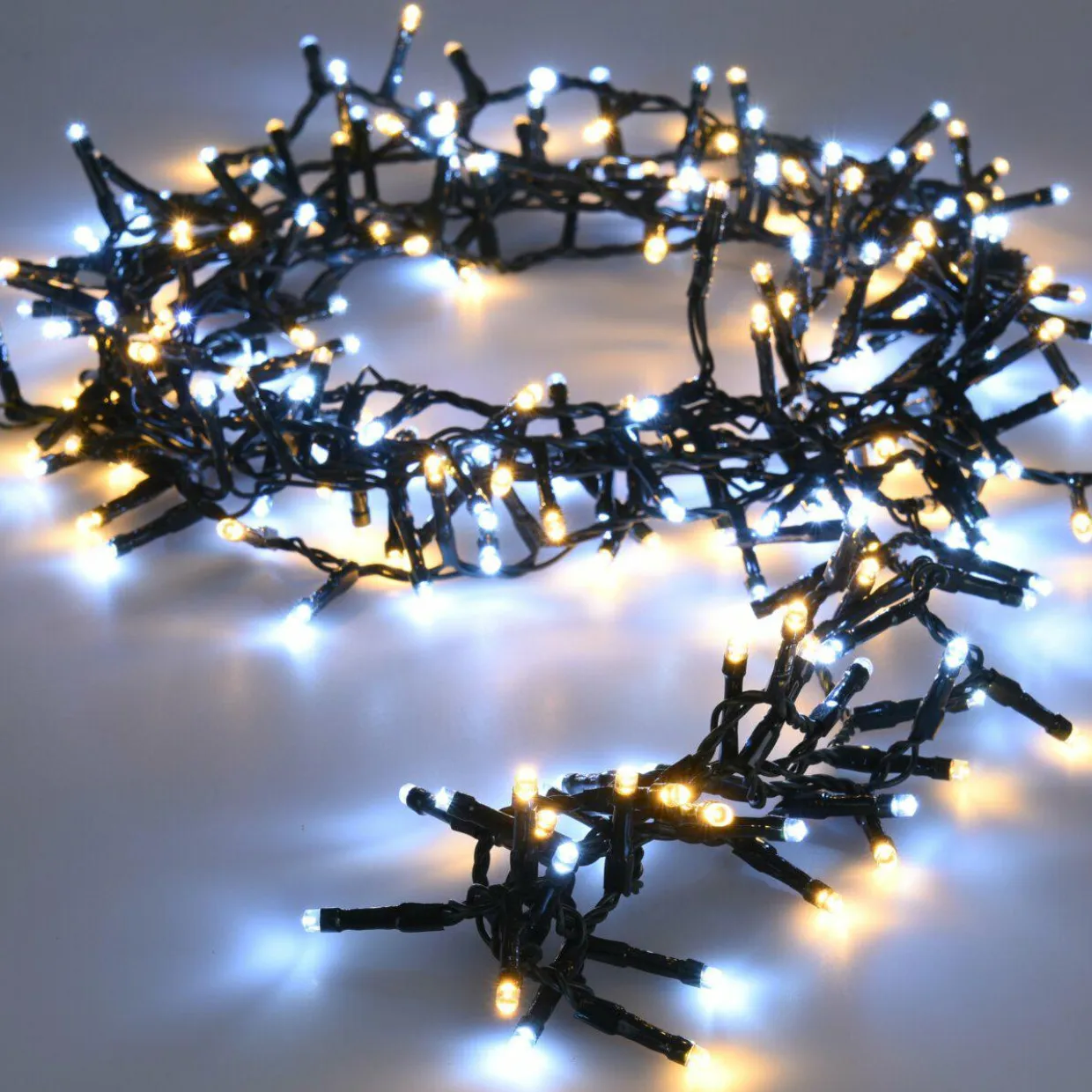 Guirlande lumineuse 22,5 m 1000 LED câble vert Luxe Bicolore Blanc chaud et froid