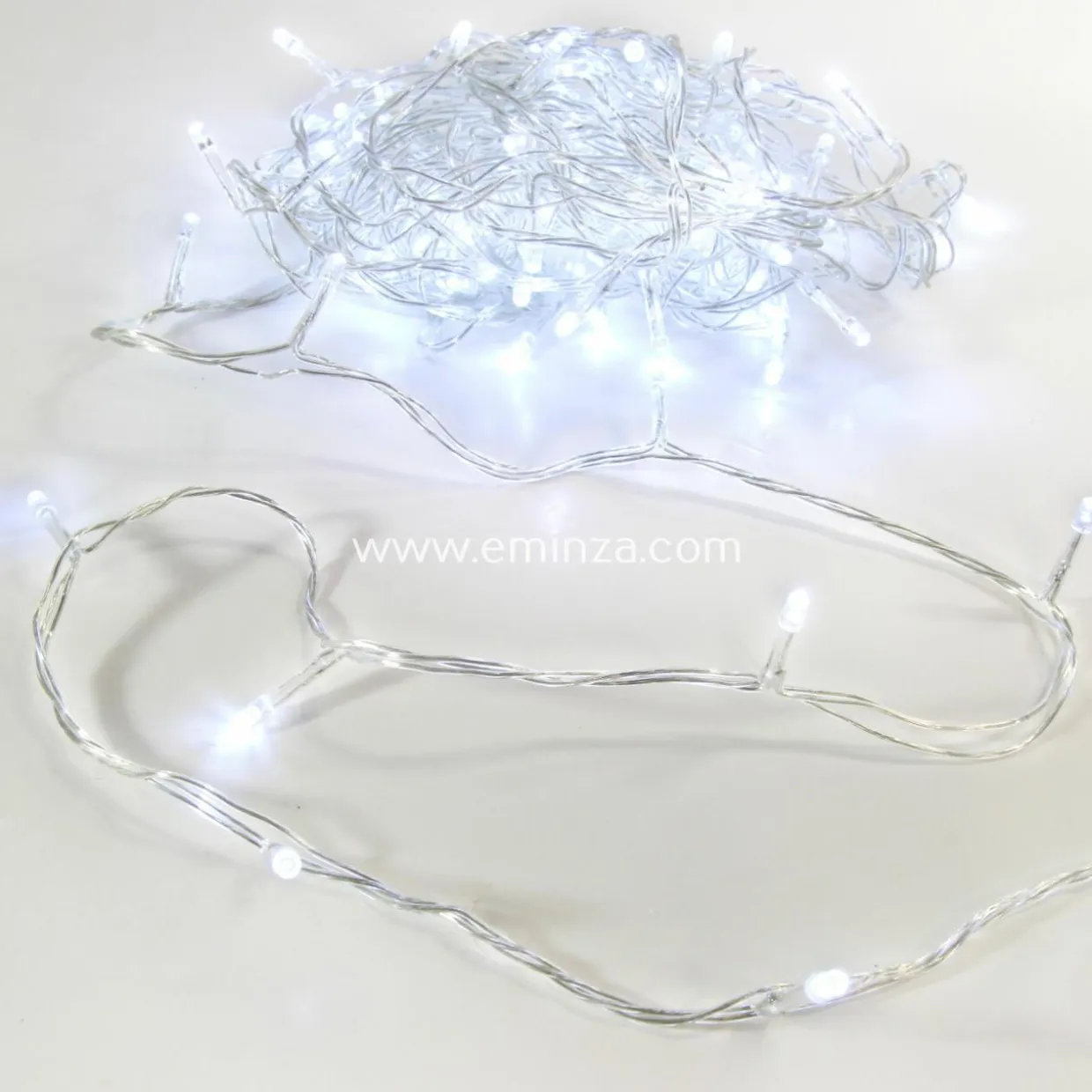 Guirlande lumineuse 30 m 300 LED câble transparent Timer Blanc froid