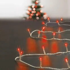 Guirlande lumineuse 50 m 500 LED câble transparent Timer Rouge