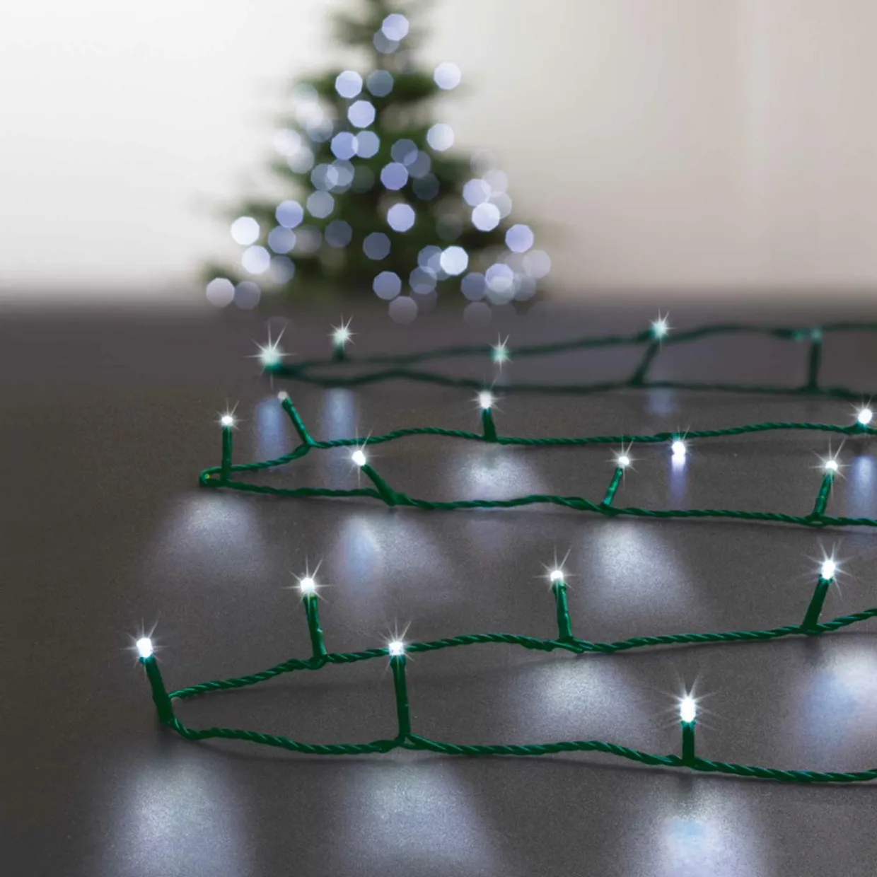 Guirlande lumineuse 30 m 300 LED câble vert Timer Blanc froid