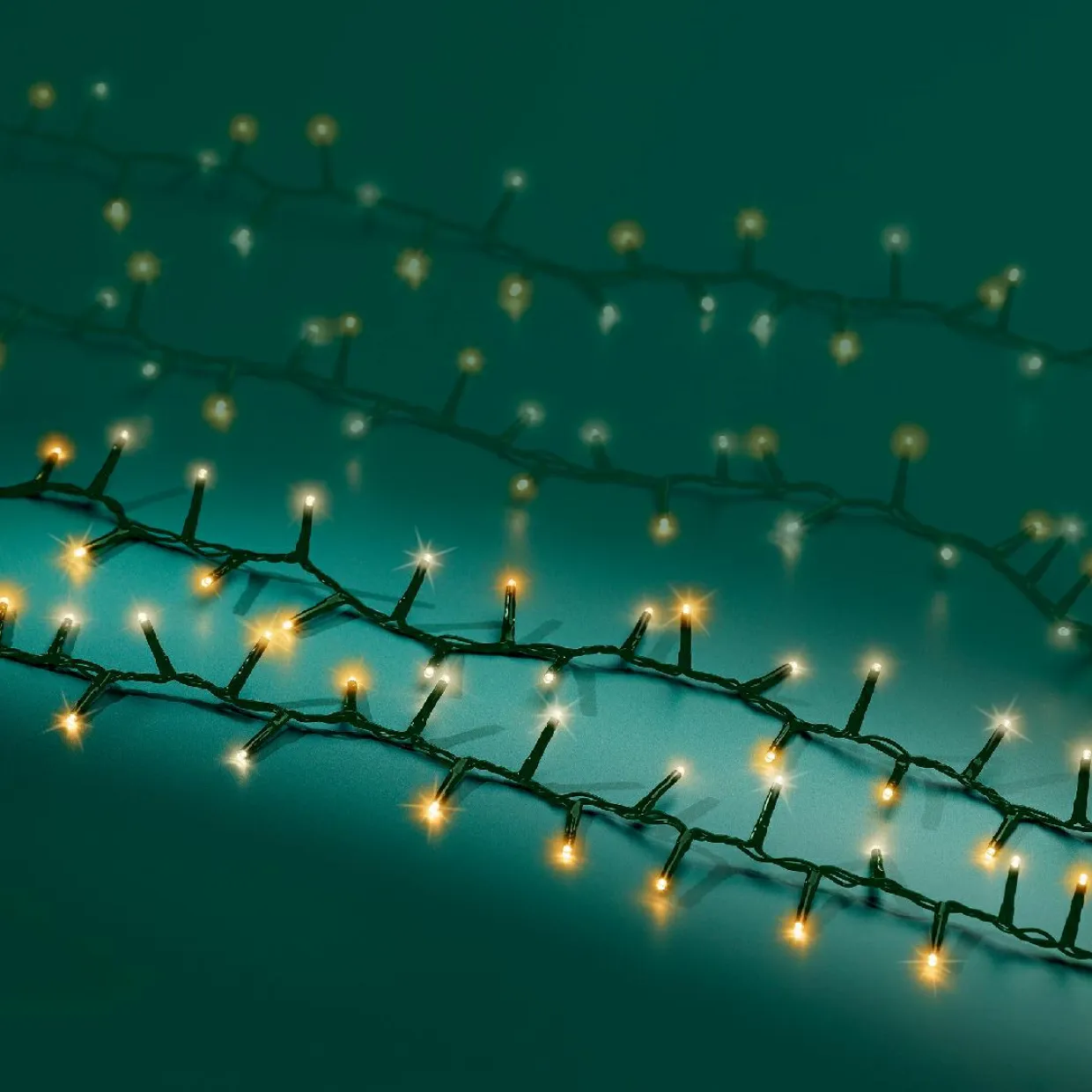 Guirlande lumineuse 22,5 m 1000 LED câble vert Luxe Blanc chaud et chaud doré